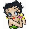 Betty Boop tries on earrings machine embroidery design